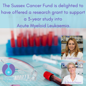 The Sussex Cancer Fund is delighted to have offered a research grant to support a 3-year study into Acute Myeloid Leukaemia.