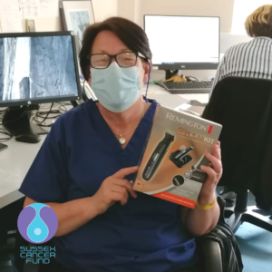 The Sussex Cancer Fund have just purchased new beard trimmers for the Mould Room to allow radiotherapy masks to fit. Thanks to Karen Grimshaw, Dosimetrist for modelling!